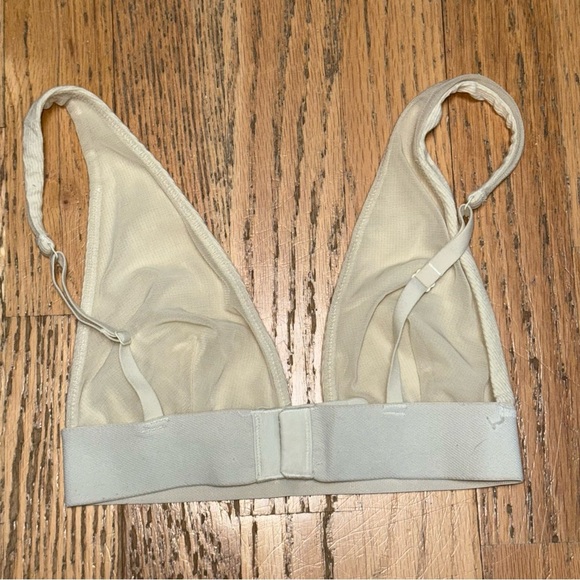Skims Cotton Jersey Plunge Bralette Ivory Cream XXS - Picture 4 of 5